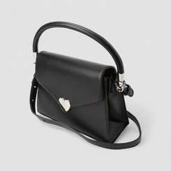 Bolsa Transversal Média Feminina Gabriela Detalhe Coração Preto