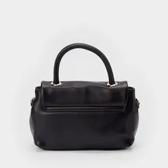 Bolsa Satchel Gabriela Média Transversal Detalhe Tachas Coração Preto