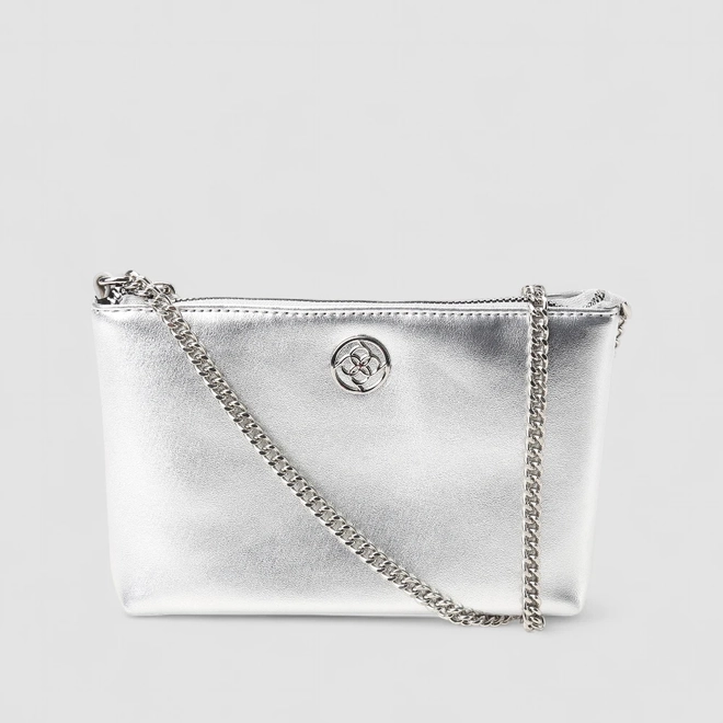 Bolsa Transversal Penélope Pequena Corrente Prata
