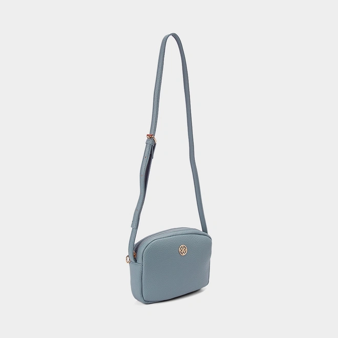 Bolsa Transversal Pequena Penélope Texturizada Azul