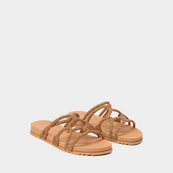 Rasteira Grendha Acolher Flat Tiras Entrelaçadas Ouro