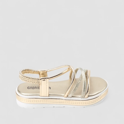 Sandália Infantil Gabrielinha Flatform Tiras Quadriculadas Dourada