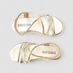 Sandália Infantil Gabrielinha Flatform Tiras Quadriculadas Dourada