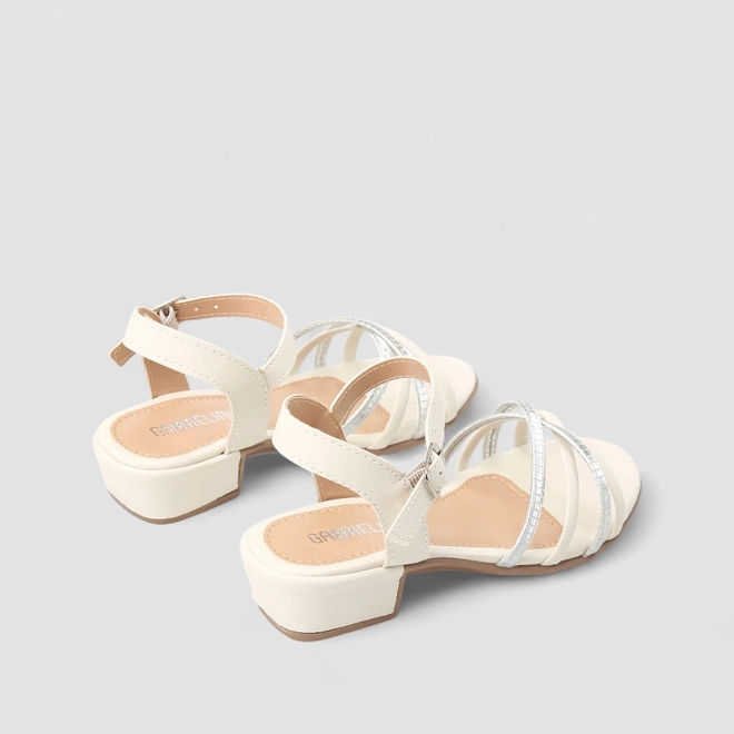 Sandália Infantil Gabrielinha Salto Bloco MultiTiras Off White