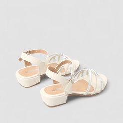 Sandália Infantil Gabrielinha Salto Bloco MultiTiras Off White
