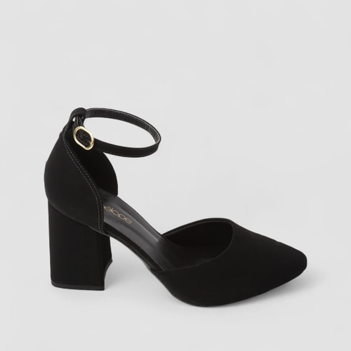 Scarpin Boneca Penélope Aberto Salto Grosso Nobuck Preto