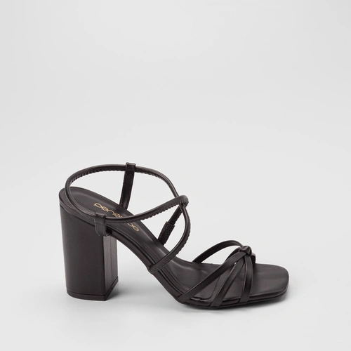 Vista 2 Sandália Feminina Penélope Salto Grosso Detalhe Nó Tira Cruzada Preto PENÉLOPE Preto