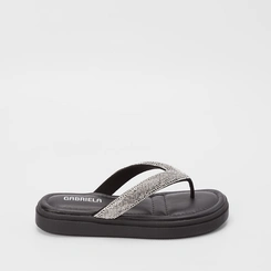 Tamanco Gabriela Flatform Tiras Strass Preto