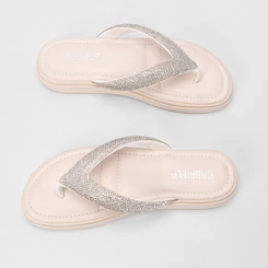 Tamanco Gabriela Flatform Tiras Strass Off White
