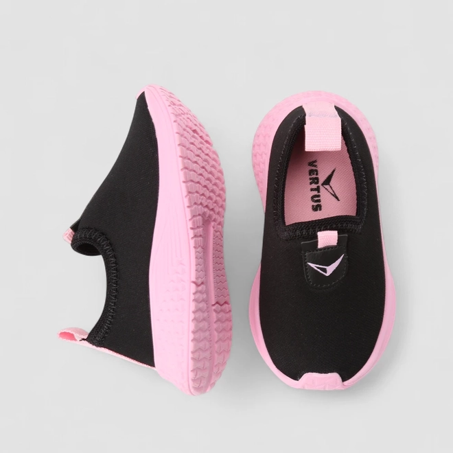 Tênis Infantil Vertus Jogging Logo Pespontos Tecido Preto
