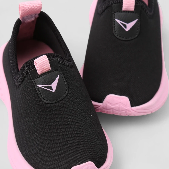 Tênis Infantil Vertus Jogging Logo Pespontos Tecido Preto