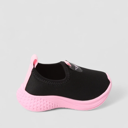 Tênis Infantil Vertus Jogging Logo Pespontos Tecido Preto
