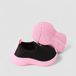 Tênis Infantil Vertus Jogging Logo Pespontos Tecido Preto