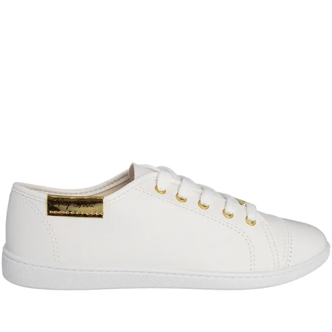 Tenis fashion moleca branco verniz