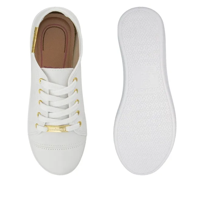 Tenis fashion moleca branco verniz