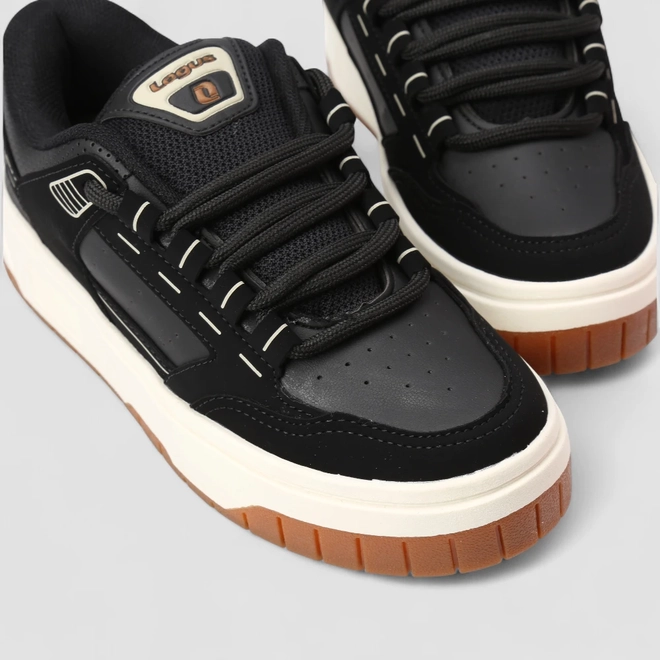 Tênis Casual Feminino Logus Original Nobuck Branco & Preto