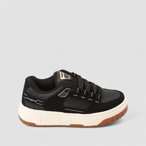 Tênis Casual Feminino Logus Original Nobuck Branco & Preto