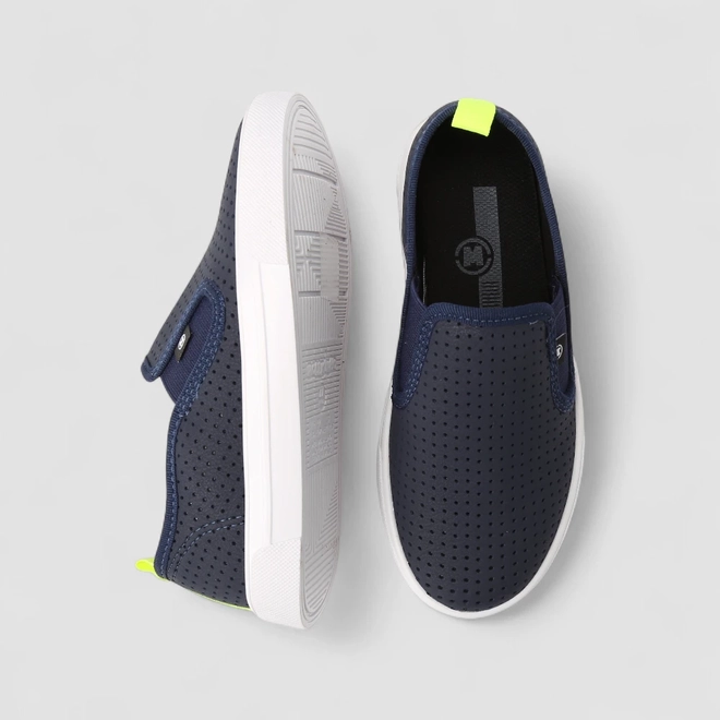 Slip On Infantil Molekinho Calce Fácil Detalhe Perfuros Marinho