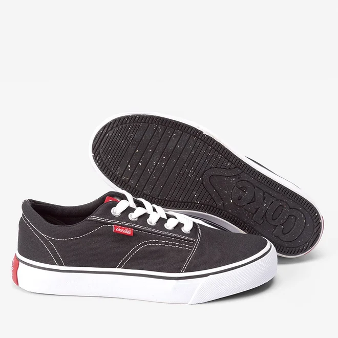 Tênis Coca Cola Surplay Canvas Casual Feminino Branco & Preto