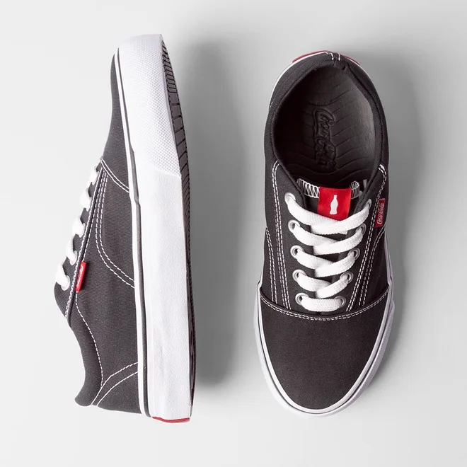 Tênis Coca Cola Surplay Canvas Casual Feminino Branco & Preto