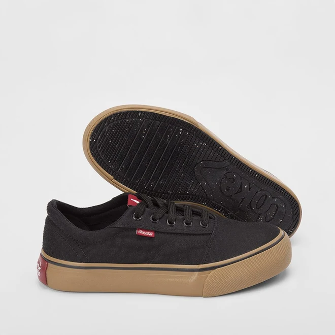 Tênis Coca Cola Surplay Canvas Casual Feminino Bege & Preto