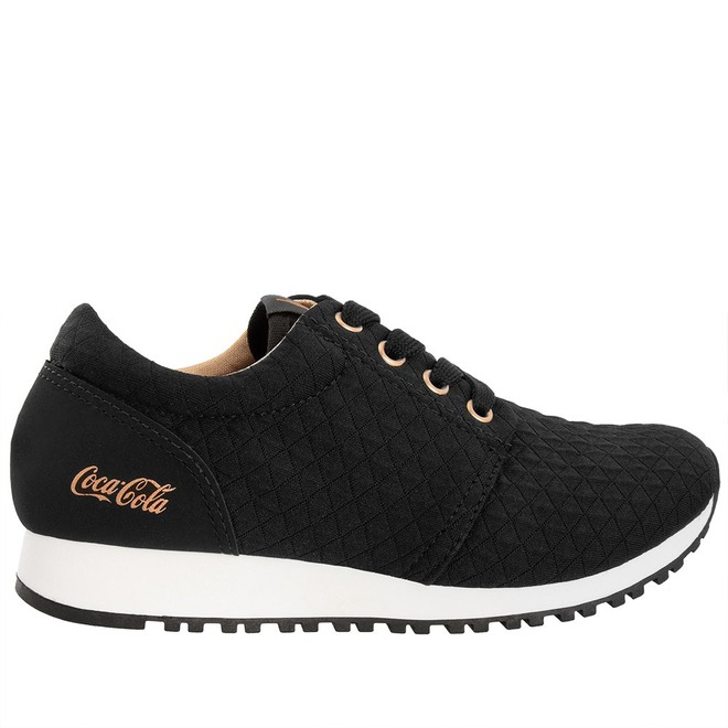 Tênis Coca-Cola Sense Casual Feminino Matelassê Metalizado Preto