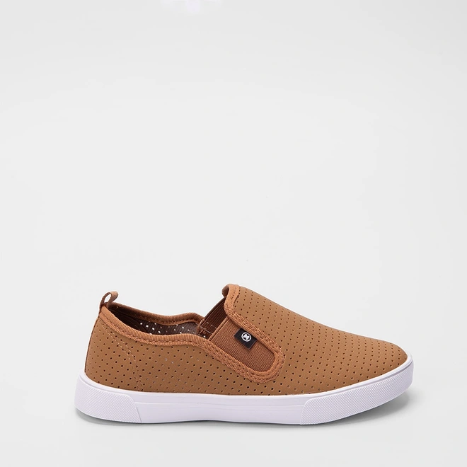 Slip On Infantil Molekinho Calce Fácil Detalhe Perfuros Caramelo