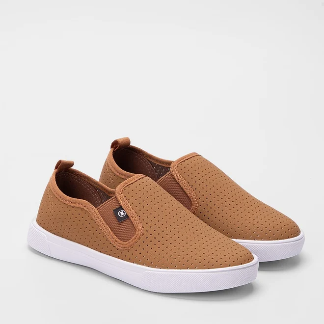 Slip On Infantil Molekinho Calce Fácil Detalhe Perfuros Caramelo