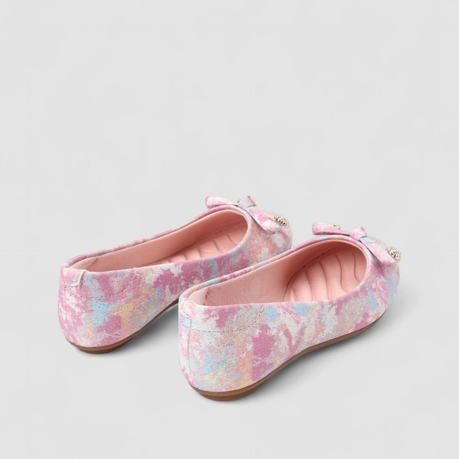 Sapatilha Infantil Molekinha Glitter Detalhe Laço & Tacha Rosa