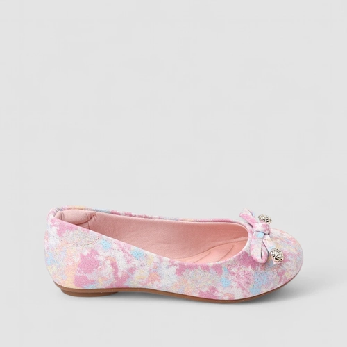 Sapatilha Infantil Molekinha Glitter Detalhe Laço & Tacha Rosa