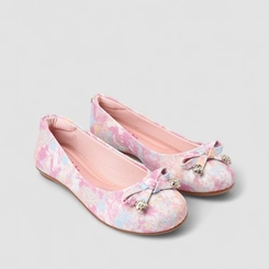 Sapatilha Infantil Molekinha Glitter Detalhe Laço & Tacha Rosa