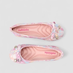 Sapatilha Infantil Molekinha Glitter Detalhe Laço & Tacha Rosa