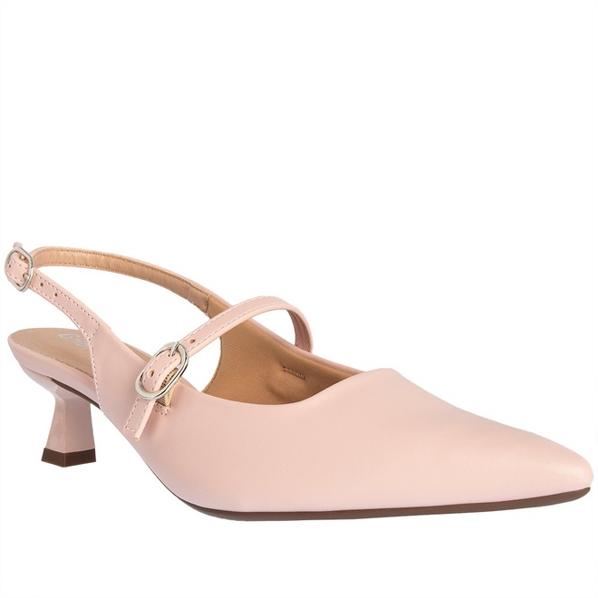 Scarpin Boneca Slingback Gabriela Salto Taça Fivelas Rosa