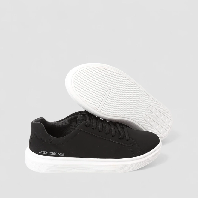 Tênis Casual Masculino Pegada Em Microfibra Preto