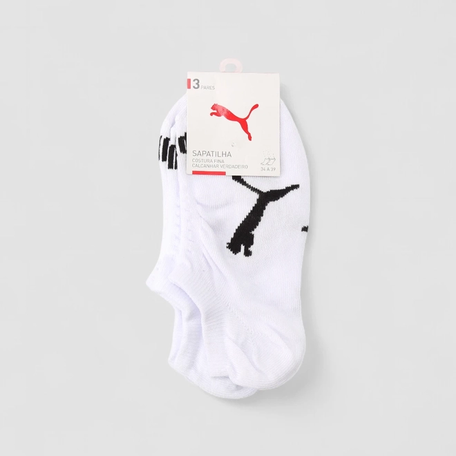 Kit Meia Sapatilha Puma 3 Pares 34-39 Branca