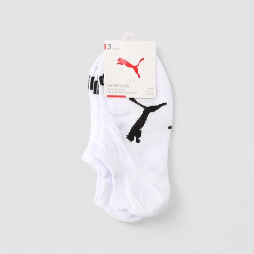 Kit Meia Sapatilha Puma 3 Pares 34-39 Branca