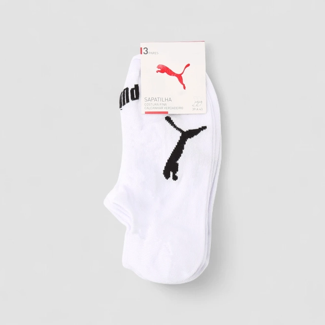 Kit Meia Sapatilha Puma 3 Pares 39-43 Branco
