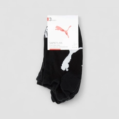 Meia Sapatilha Puma 25-28 Kit 3 Pares Preta
