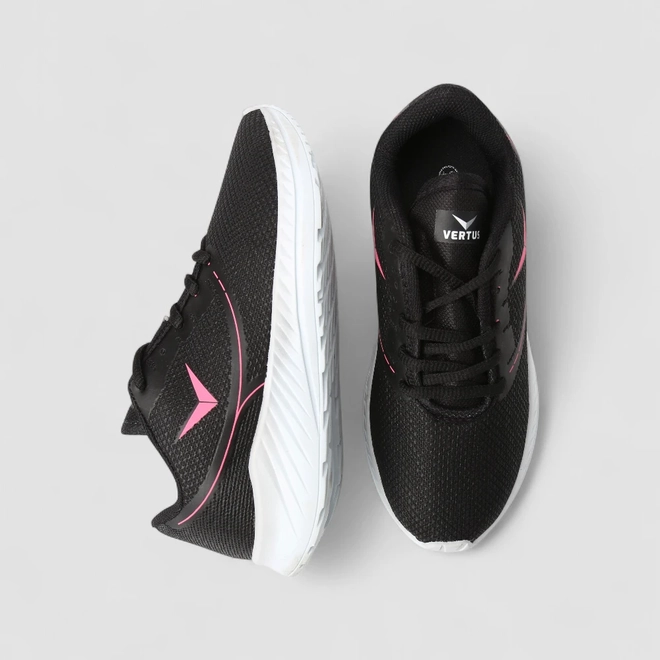Tênis Vertus Esportivo Feminino Tecido Rosa Neon & Preto