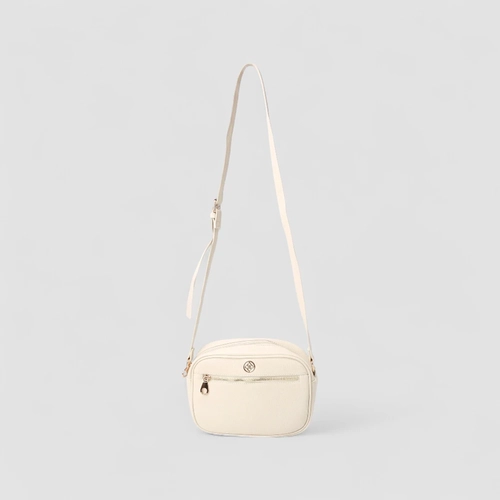 Bolsa Camera Bag Penélope Pequena Transversal Texturizada Off White