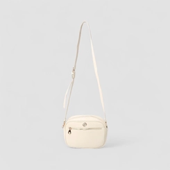 Bolsa Camera Bag Penélope Pequena Transversal Texturizada Off White