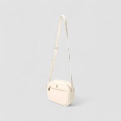 Bolsa Camera Bag Penélope Pequena Transversal Texturizada Off White