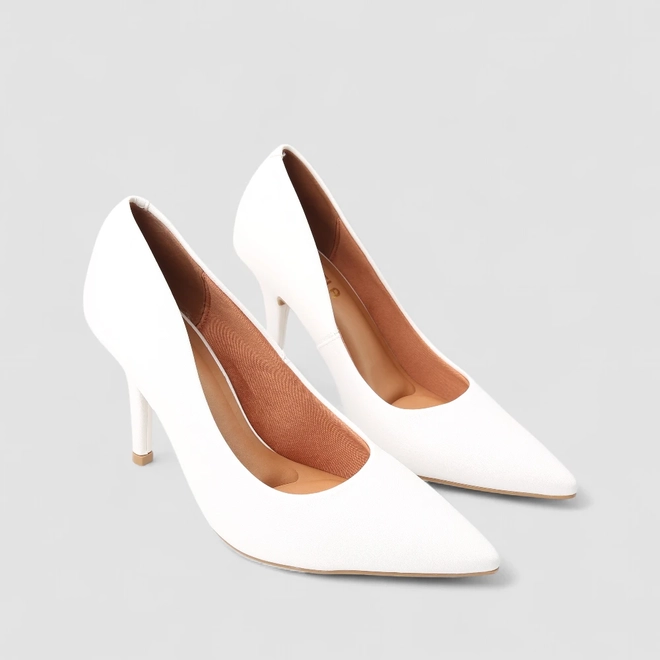 Scarpin Feminino Gabriela Salto Fino Espuma Amortecedora Branco