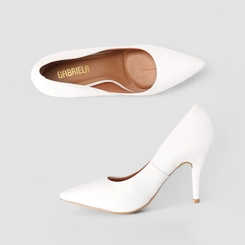Scarpin Feminino Gabriela Salto Fino Espuma Amortecedora Branco
