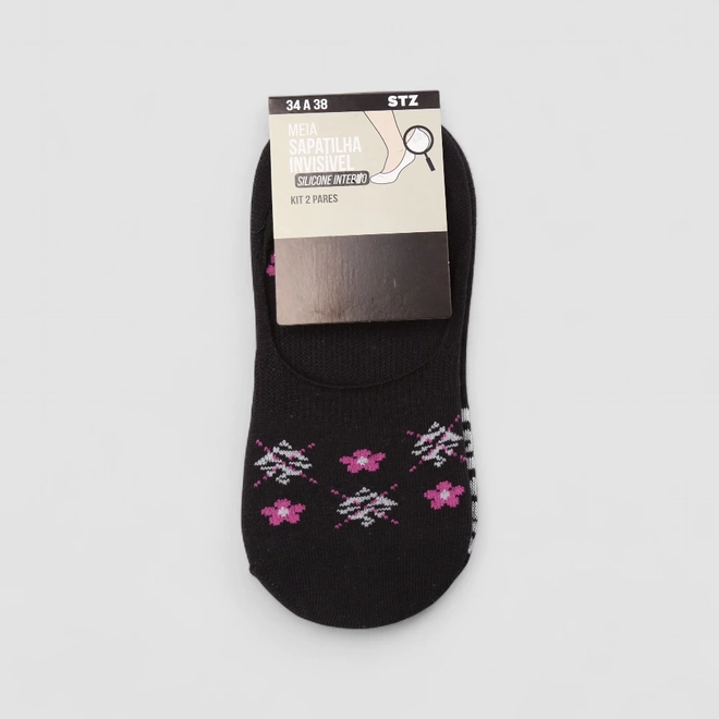 Kit Meia Canoa Infantil STZ 2 Pares 34-38 Zebra Color