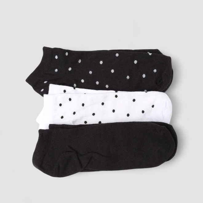 Kit Meia STZ Cano Curto Poá 3 Pares 34-38 Preta