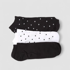 Kit Meia STZ Cano Curto Poá 3 Pares 34-38 Preta
