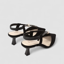 Scarpin Slingback Feminino Bebecê Strass Dourado Preto