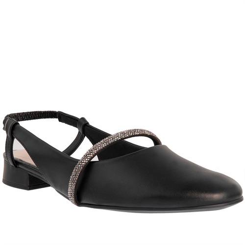 Scarpin Slingback Ramarim Salto Bloco Tira Strass Preto