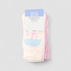 Kit Meia Cano Baixo Infantil STZ 3 Pares 22-25 Guarda-Chuva Color